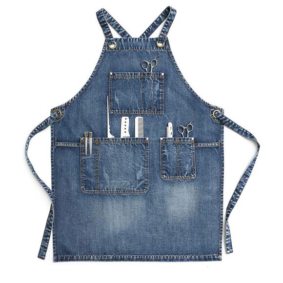 Jeanerlor Hair Stylist Cosmetology Blue Denim Gardening Work Apron Women M NWT - Picture 1 of 11